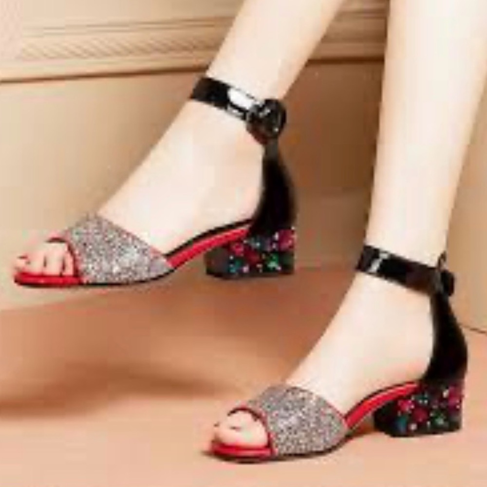 NWOT - Sequins Sandals in Red (US 6.5)